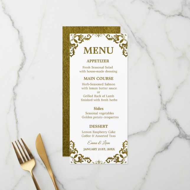 Carte de Menu de Mariage Mexicain Rustique (Devant/Arrière en situation)