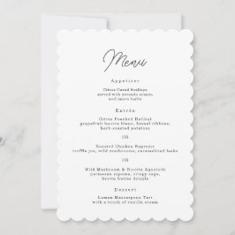 Carte de menu de mariage minimaliste à bord feston