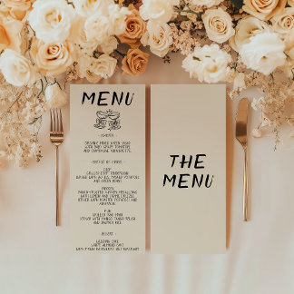 Carte de menu de mariage minimaliste moderne manus