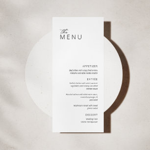 Carte de menu de mariage minimaliste moderne noir
