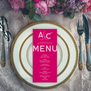 Carte de Menu de Mariage Moderne et Magenta Audaci
