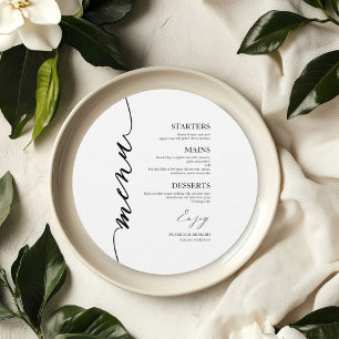Carte de Menu de Mariage Rond à Script Élégant pou