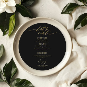Carte de Menu de Mariage Rond pour Assiette