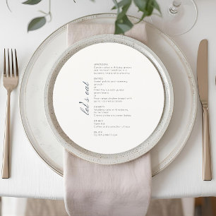 Carte de menu de mariage ronde et chic avec monogr