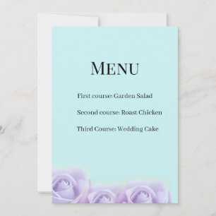 Carte de menu de mariage Rose Lavande
