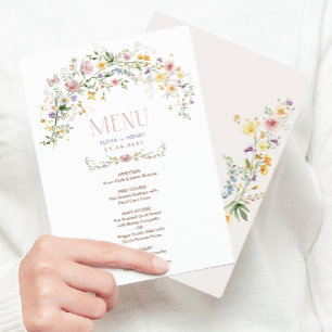 Carte de menu de mariage Soft Fleur sauvage enchan