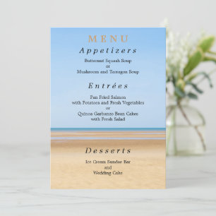 Carte de Menu de Mariage sur la Plage