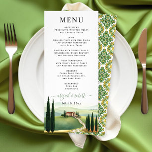 Carte de menu de mariage Toscane Italie destinatio