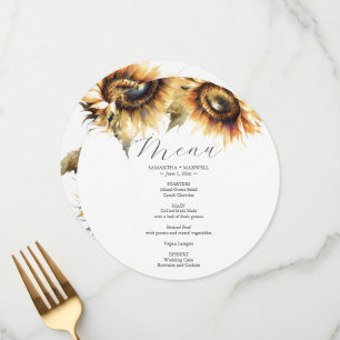 Carte de Menu de Mariage Tournesol