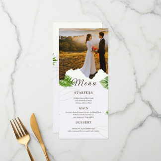 Carte de Menu de Mariage Tropical Romantique