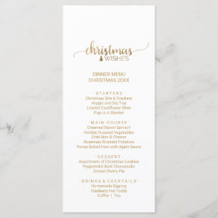Carte de menu de Noël Simple Gold Calligraphy
