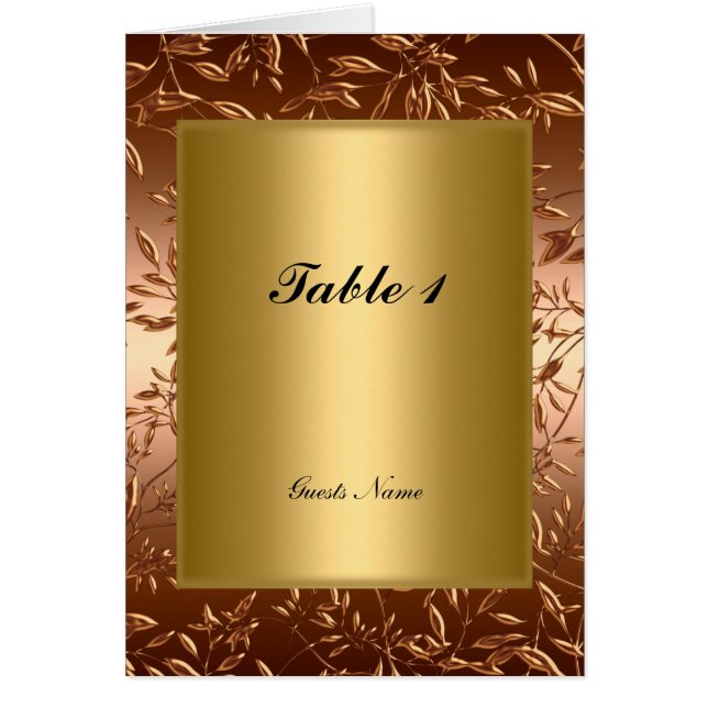 Carte de Menu de Placement de Table en Or (Devant)