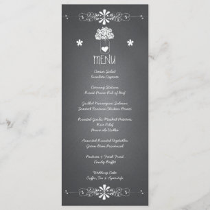 Carte de menu de réception de mariage de pot de