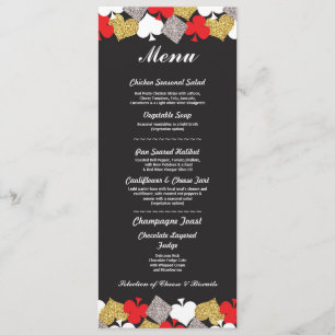 Carte de menu de réception de mariage Las Vegas Ca