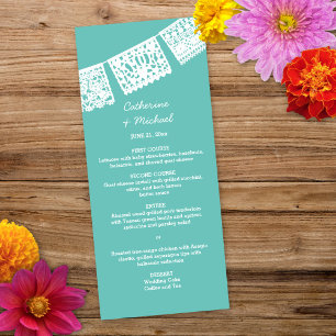 Carte de menu de réception de mariage   Papel Pica