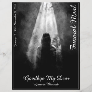 Carte de menu de repas funéraire Dans la lumière