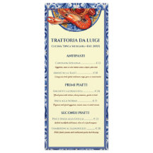 Carte de menu de restaurant italien en carrelage s