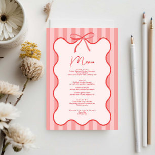 Carte de menu de ruban blanc à main