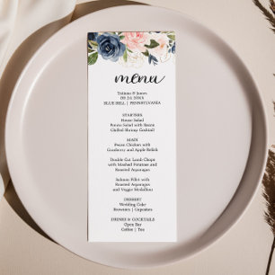 Carte de menu délicieuse pour le dîner de fleurs d