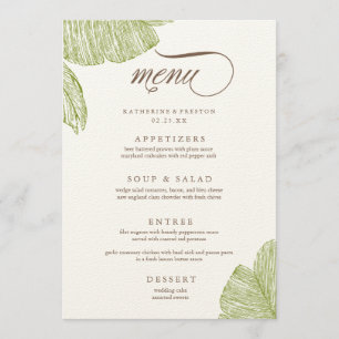 Carte de menu Destination Palm Tree vintage