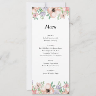 Carte de menu d'événement floral pastel élégant