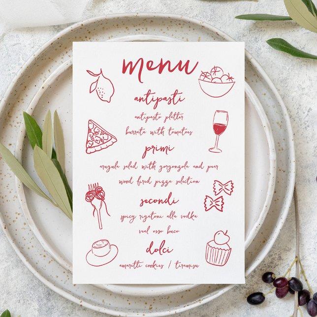 Carte de menu Dolce Vita manuscrite italienne (Créateur téléchargé)
