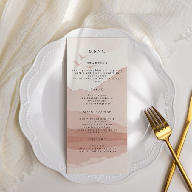 Carte de menu du dîner Mariage Blush Mountain Rang (Créateur téléchargé)