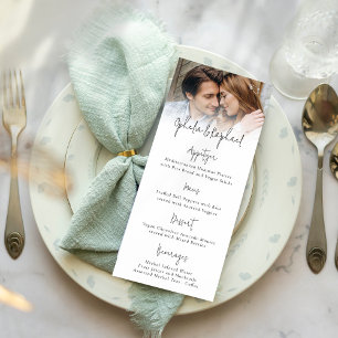 Carte de menu du Mariage Boho du script de photo i