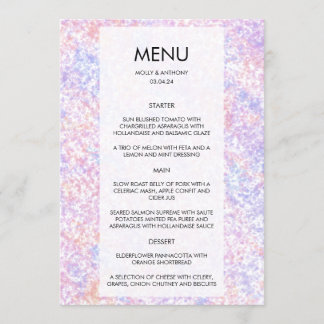 Carte de menu du Mariage couleur aquarelle