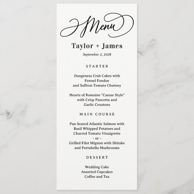 Carte de menu du Mariage de couleurs MODIFIABLE Jo (Devant)