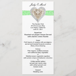 Carte de menu du Mariage de dentelle verte Unicorn