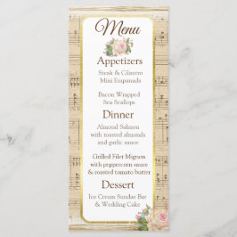 Carte de menu du Mariage de musique vintage feuill