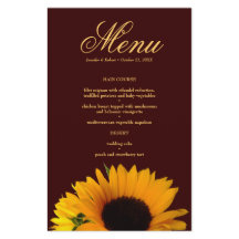 Carte de menu du Mariage de tournesol rustique