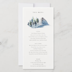 Carte de menu du Mariage Green Blue Pine Woods Mou