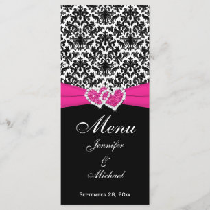 Carte de menu du Mariage noir blanc noir RIBBON IM