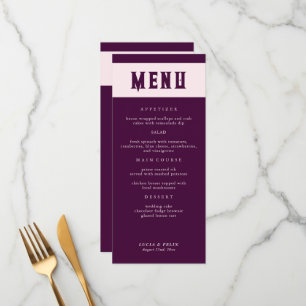 Carte de menu du Mariage Royal Crimson Typography