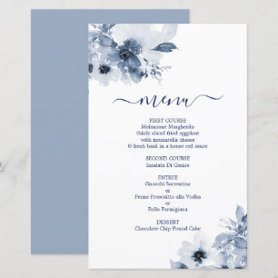 Carte de menu Dusty Blue Floral
