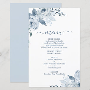 Carte de menu Dusty Blue Floral