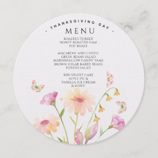 carte de menu éditable fleur aquarelle
