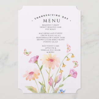 carte de menu éditable fleur aquarelle 