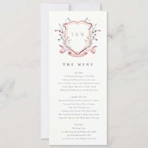 Carte de menu Elegant Fleur sauvage Crest Mariage