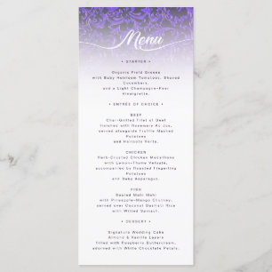 Carte de menu Elegant Purple Mariage damassé