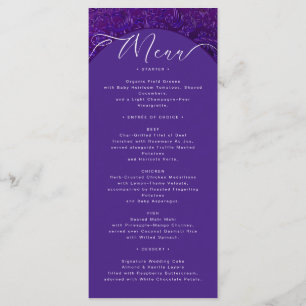 Carte de menu Elegant Purple Mariage damassé