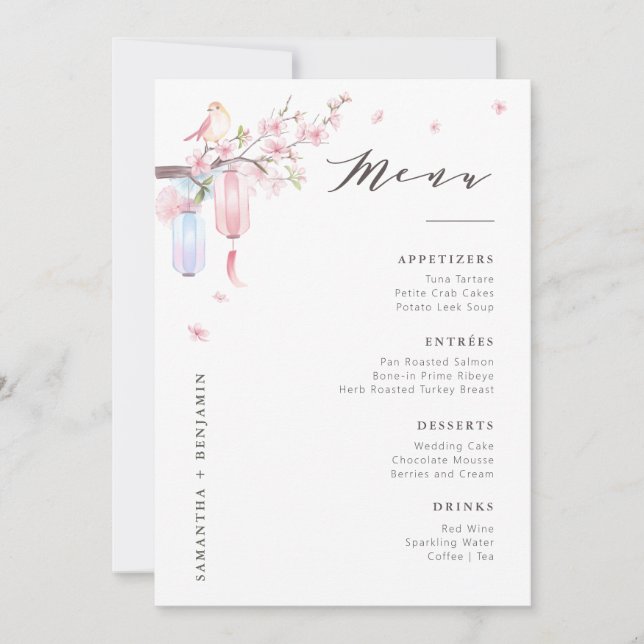 Carte de menu Elegant Rose Floral Mariage (Devant)