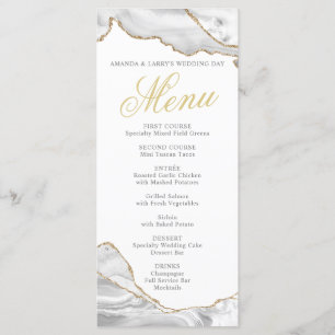 Carte de menu en agate blanche et or