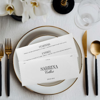 Carte de menu et de placement de mariage élégante 