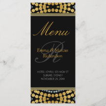 Carte de menu Exotic Black & Gold Decor Mariage