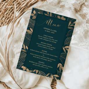 Carte de menu Exotic Gold Foilage Border Mariage