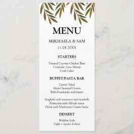 Carte de menu feuille peinte à la main