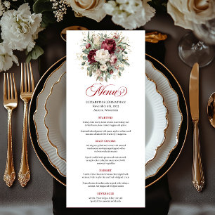 Carte de Menu Floral Végétal Chic Boho Marsala